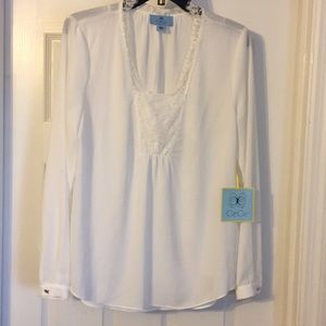 CeCe New size S cream colored long sleeve blouse